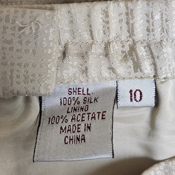 Adrianna Papell Size 10 Vintage Silk Skirt Suit Set Champagne Formal Midi READ - Picture 9 of 11